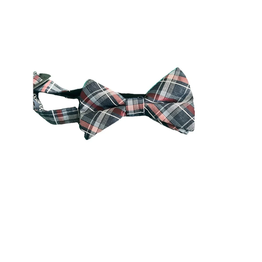 Jos A Bank Mens Blue Red Plaid Bowtie Adjustable Formal Wedding Party Prom